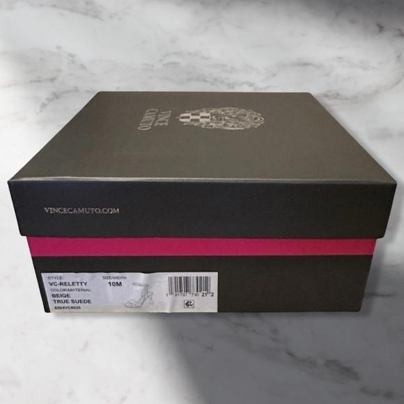 Vince Camuto Reletty Suede Ankle Strap Heeled Sandal Beige Size 10 - Picture 4 of 4